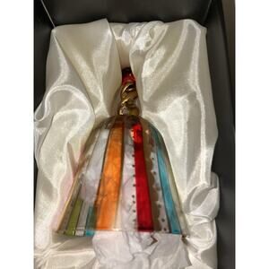 Pier 1 Imports Festive Stripes Glass Bell Mouth Blown Holiday Christmas